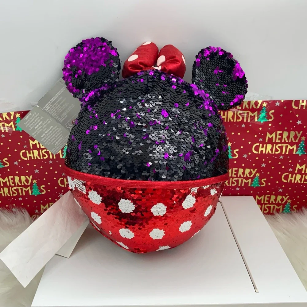 Disney Minnie Reversible Sequin Ears Red Pillow Decor